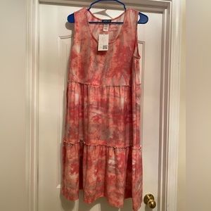Pink tiered tie dye Dress
